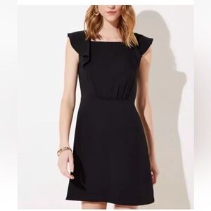 LOFT Dress 8P Black Short‎ Flutter Sleeve Career Classic NWT